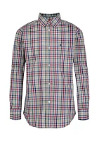 Boys 8-20 Long Sleeve Yarn Dyed Stretch Ithaca Plaid Shirt