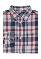 Boys 8-20 Long Sleeve Seneca Twill Plaid Button Up Stretch Shirt