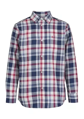 Boys 8-20 Long Sleeve Yarn Dyed Seneca Twill Plaid Shirt