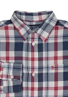 Boys 8-20 Long Sleeve Yarn Dyed Seneca Twill Plaid Shirt