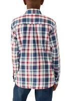 Boys 8-20 Long Sleeve Durham Twill Plaid Stretch Shirt