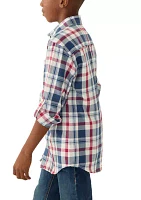 Boys 8-20 Long Sleeve Durham Twill Plaid Stretch Shirt