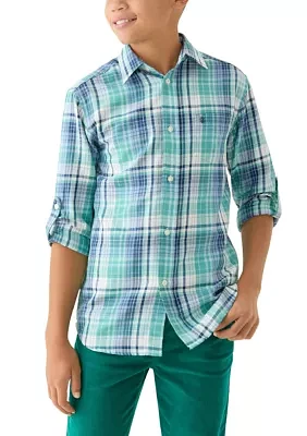 Boys 8-20 Long Sleeve Yarn Dyed Lawrence Twill Plaid Shirt