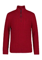 Boys 8-20 Solid Cable 1/4 Zip Sweater