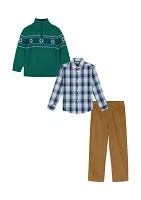 Boys 4-7 Fair Isle 1/4 Zip Sweater with Corduroy Pants Set