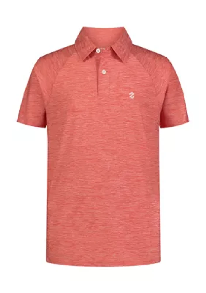 Boys - Short Sleeve Raglan Marled Polo Shirt