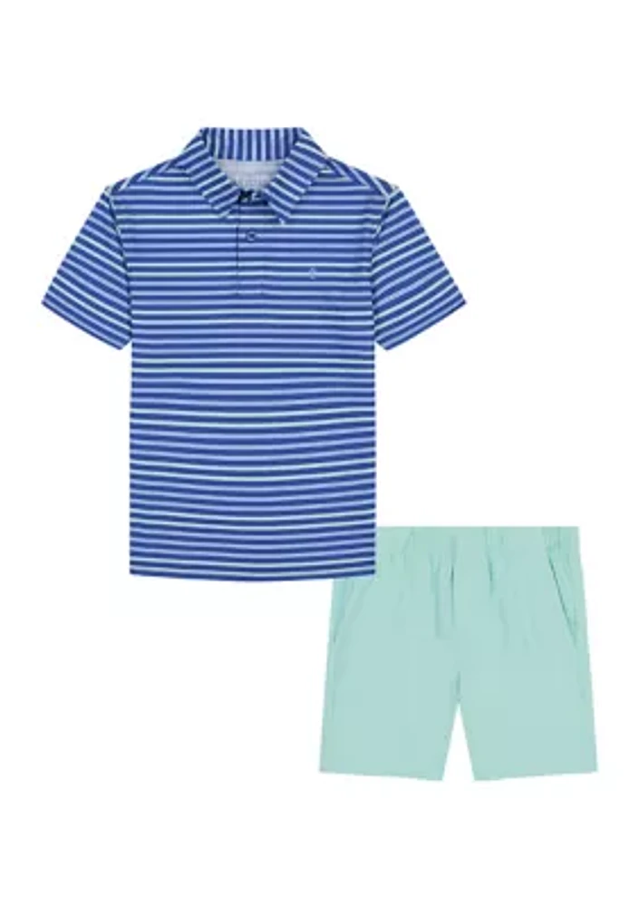 Boys 4-7 Multi Stripe Polo and Twill Short Set