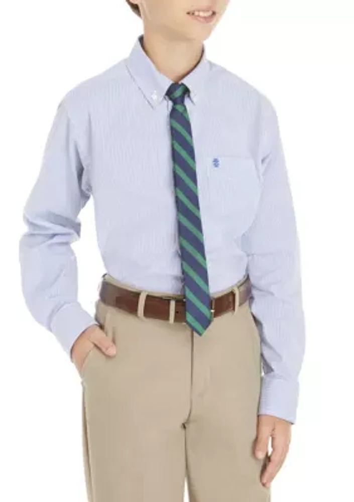 Boys 8-20 2-Piece Stripe Button Down and Tie Set