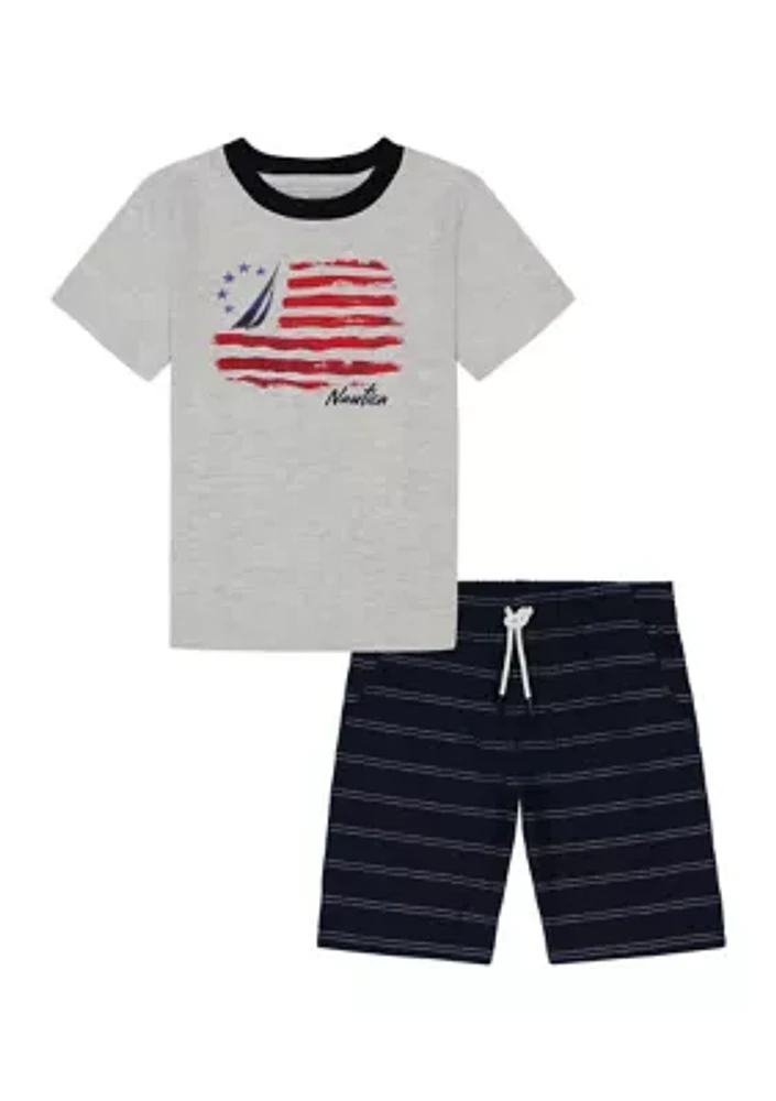 Boys 4-7 Americana Graphic T-Shirt and Printed Shorts Set