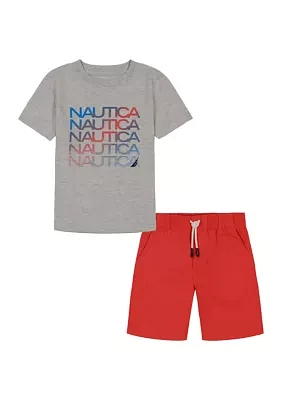 Boys 4-7 Woven Graphic T-Shirt and Solid Shorts Set