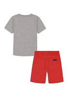 Boys 4-7 Woven Graphic T-Shirt and Solid Shorts Set