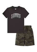 Boys 4-7 Logo Graphic T-Shirt and Camo Printed Shorts