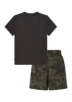 Boys 4-7 Logo Graphic T-Shirt and Camo Printed Shorts