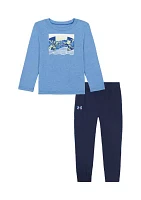 Boys 4-7 Gradient Long Sleeve Graphic T-Shirt and Joggers Set