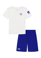 Boys 8-20 Freedom Flag Graphic T-Shirt and Shorts Set