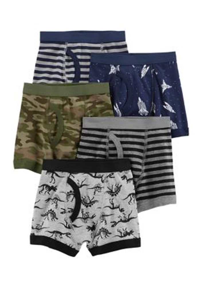 Boys 2-8 Dino Printed Boxer Briefs - Pack of 5