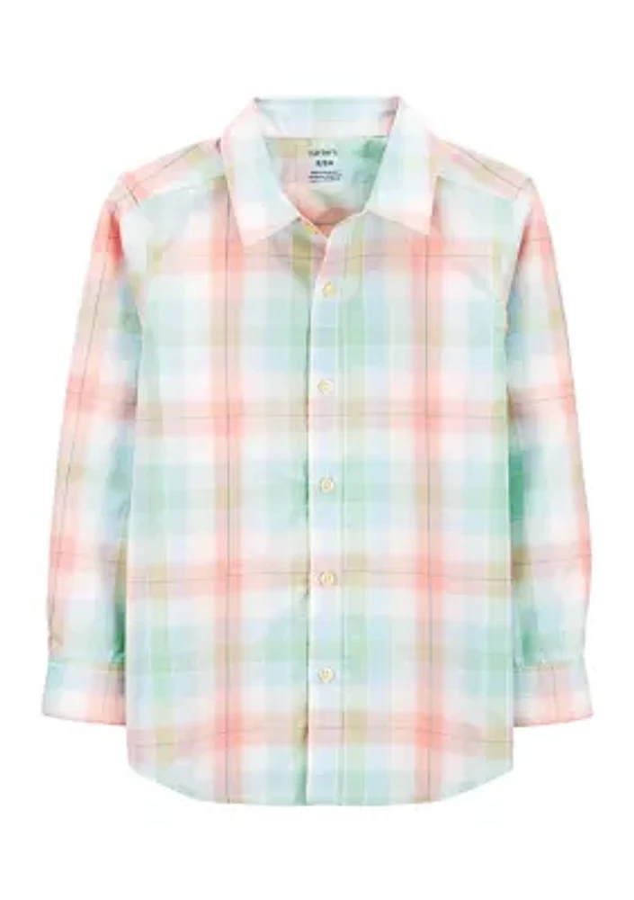 Boys 4-7 Plaid Button Down Shirt