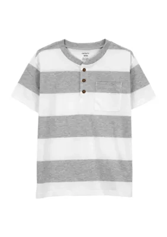 Boys 4-7 Short Sleeve Striped Henley T-Shirt