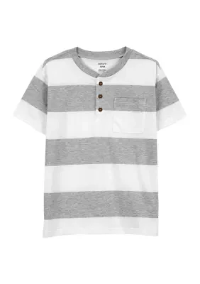 Boys 4-7 Short Sleeve Striped Henley T-Shirt