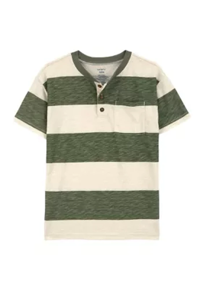 Boys 4-7 Short Sleeve Striped Henley T-Shirt