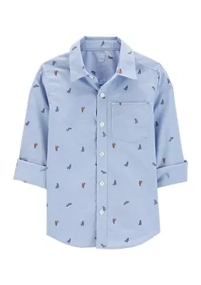 Boys 4-7 Printed Button Front Shirt