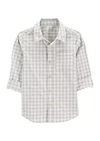 Boys 4-7 Gingham Printed Button Down Shirt