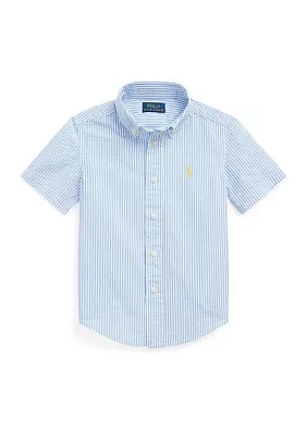 Boys - Striped Seersucker Short-Sleeve Shirt