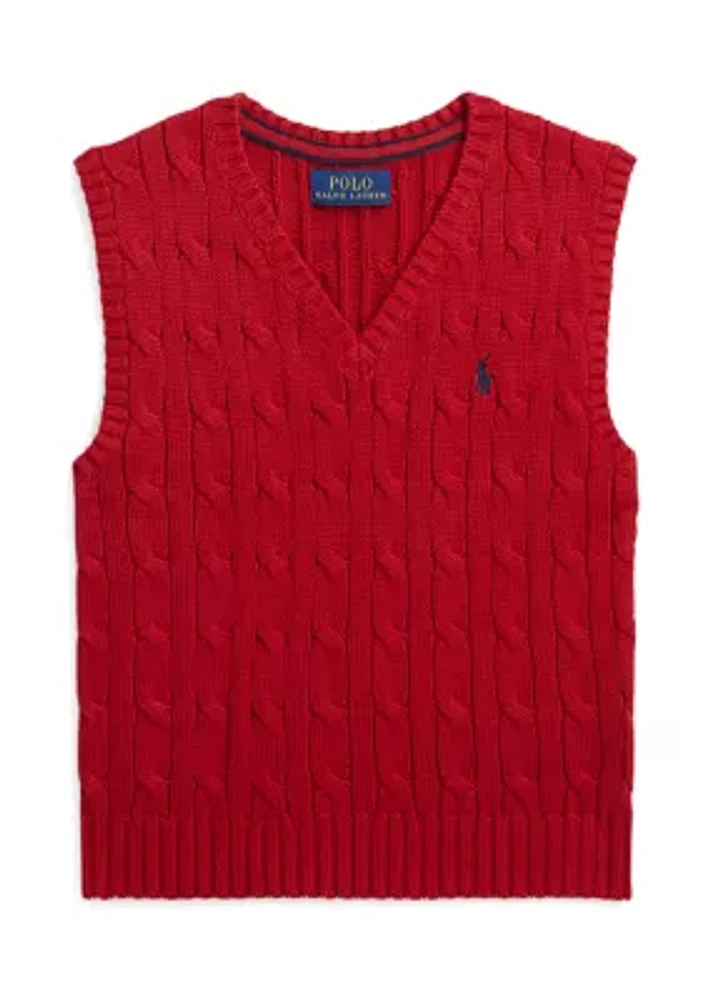 Bpys 2-7 Cable Knit Cotton Sweater Vest