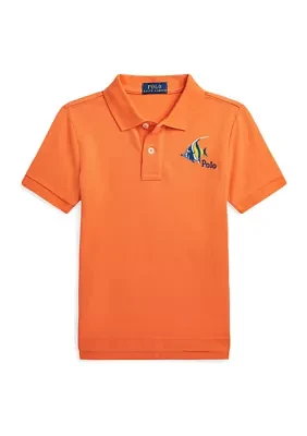 Boys 2-7 Embroidered Cotton Mesh Polo Shirt