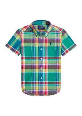 Boys 2-7 Cotton Madras Short-Sleeve Shirt