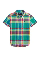 Boys 2-7 Cotton Madras Short-Sleeve Shirt