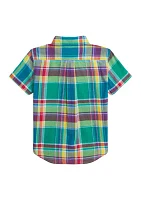 Boys 2-7 Cotton Madras Short-Sleeve Shirt