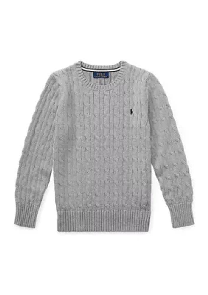 Boys - Cable Knit Cotton Sweater