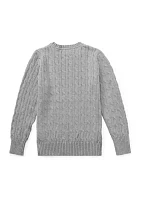 Boys - Cable Knit Cotton Sweater