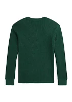 Boys - Waffle Knit Cotton Long Sleeve T-Shirt