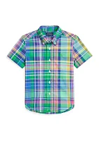 Boys 2-7 Plaid Cotton Poplin Short-Sleeve Shirt