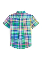 Boys 2-7 Plaid Cotton Poplin Short-Sleeve Shirt