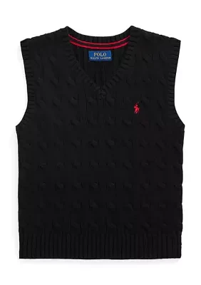 Boys - Cable Knit Cotton Sweater Vest