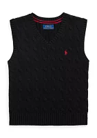 Boys - Cable Knit Cotton Sweater Vest