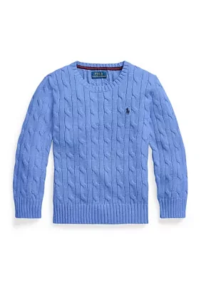 Boys - Cable Knit Cotton Sweater