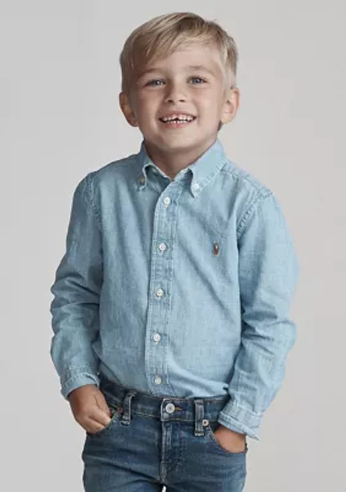 Boys 2-7 Indigo Cotton Chambray Shirt