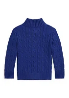 Boys - Cable-Knit Cotton 1/4 Zip Sweater