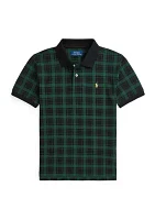 Boys - Buffalo Check Cotton Mesh Polo Shirt