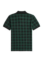 Boys - Buffalo Check Cotton Mesh Polo Shirt