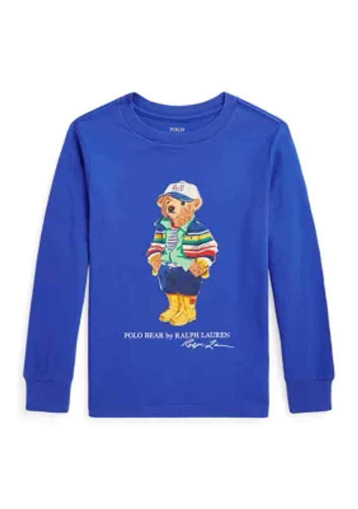 Boys - Polo Bear Cotton Jersey Long Sleeve T-Shirt