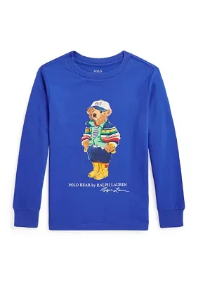 Boys - Polo Bear Cotton Jersey Long Sleeve T-Shirt