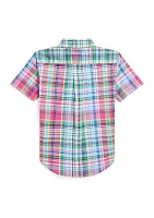 Boys 2-7 Plaid Cotton Poplin Short-Sleeve Shirt