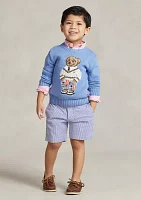 Boys - Stretch Cotton Seersucker Shorts