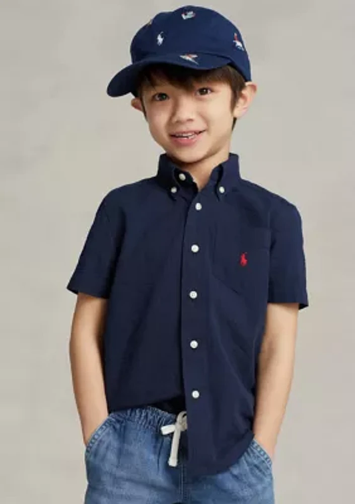 Boys - Cotton Seersucker Short Sleeve Shirt