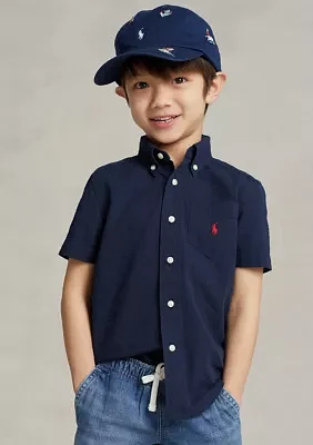 Boys - Cotton Seersucker Short Sleeve Shirt